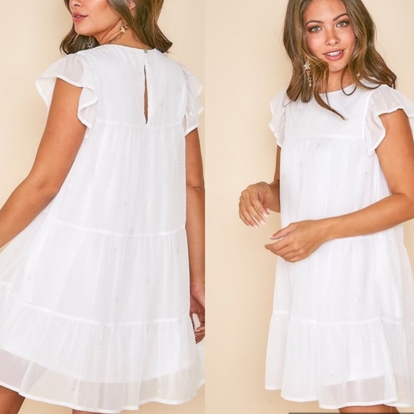 White Babydoll Mini Dress - Picture 2 of 4